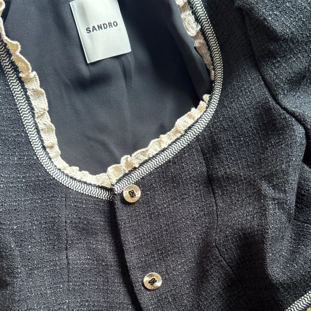 Sandro Black and White Cropped Blazer - Picture 5 of 5